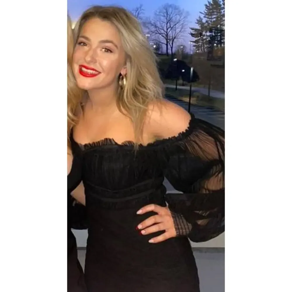 Majorelle Zata Dress Black Ruched Long‎ Sleeve Off Shoulder Women's Sz XS